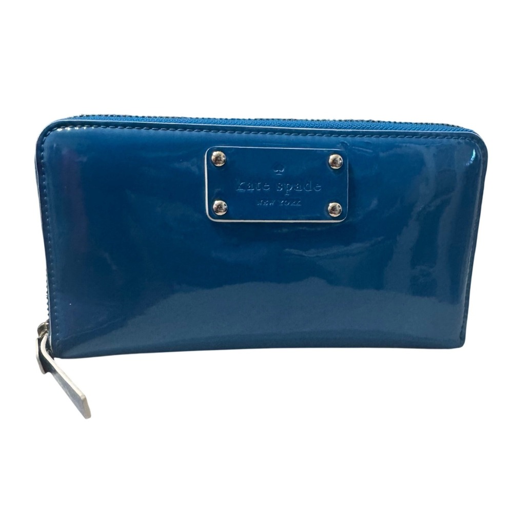 Kate Spade Pasadena Neda Zip Wallet Womens OS Azure Blue Patent Leather
